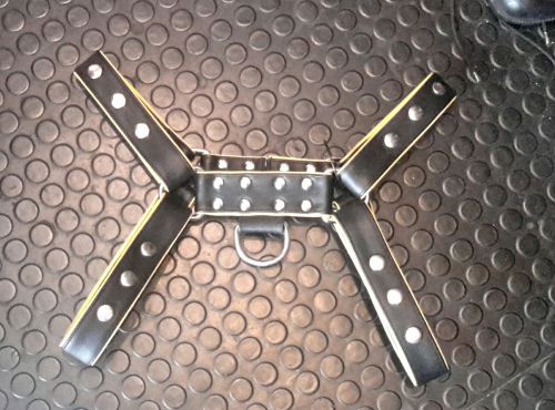 Leather Fetish Freak OTS Harness, Yellow Piping